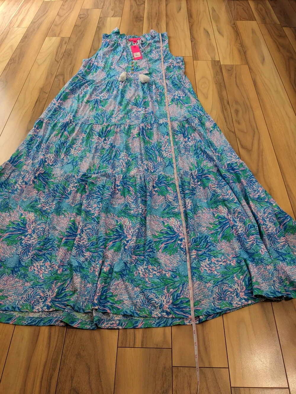 NWT! Lilly Pulitzer Malone Maxi Dress  Las Olas Aqua Strong Current Sea Size L - Picture 8 of 14